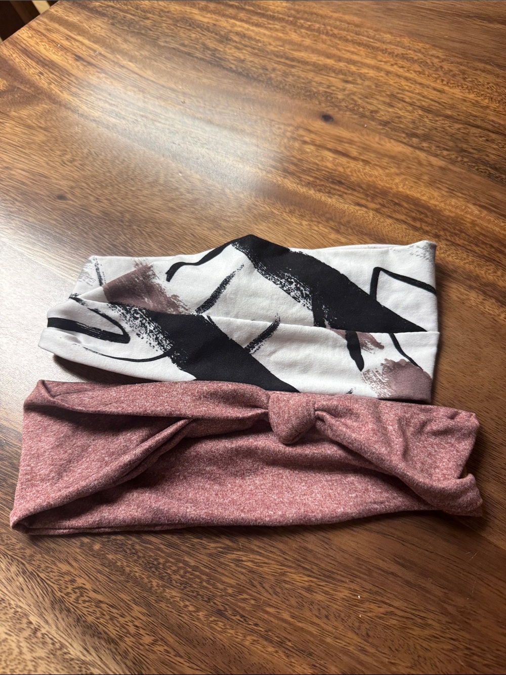 Women’s Stretch Headband Set - Blush Pink & Abstract Black-White
